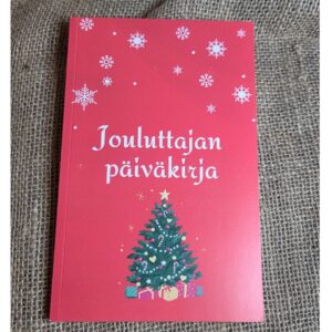 muistikirja "jouluttajan päiväkirja" jonka kannessa piirretty koristeltu joulukuusi